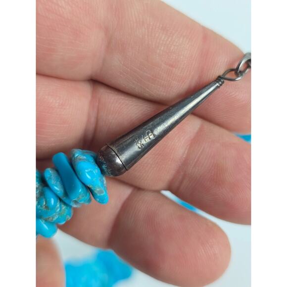 Large Carolyn Pollack Chip Turquoise Graduated Necklace 18" - 21" heavy piece - Picture 6 of 15